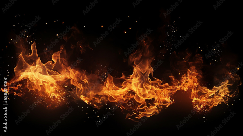 Vibrant Fire Sparks and Smoke Effect Background Overlay - Dynamic Motion and Glowing Flames, Perfect for Explosive Energy Concepts and Creative Designs.