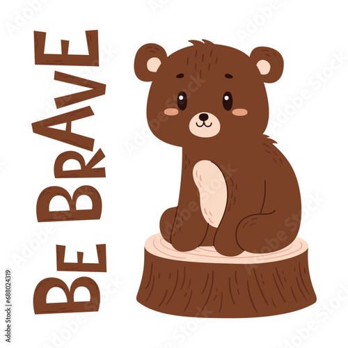 Vector cute hand-drawn poster with bear