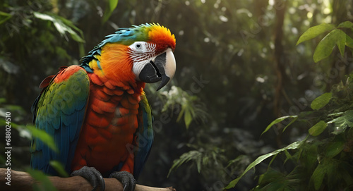 Wallpaper Mural Colorful macaw parrot sitting on a branch in the forest Torontodigital.ca