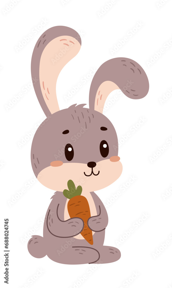 Flat vector hare isolated on white background Flat vector hare isolated on white background