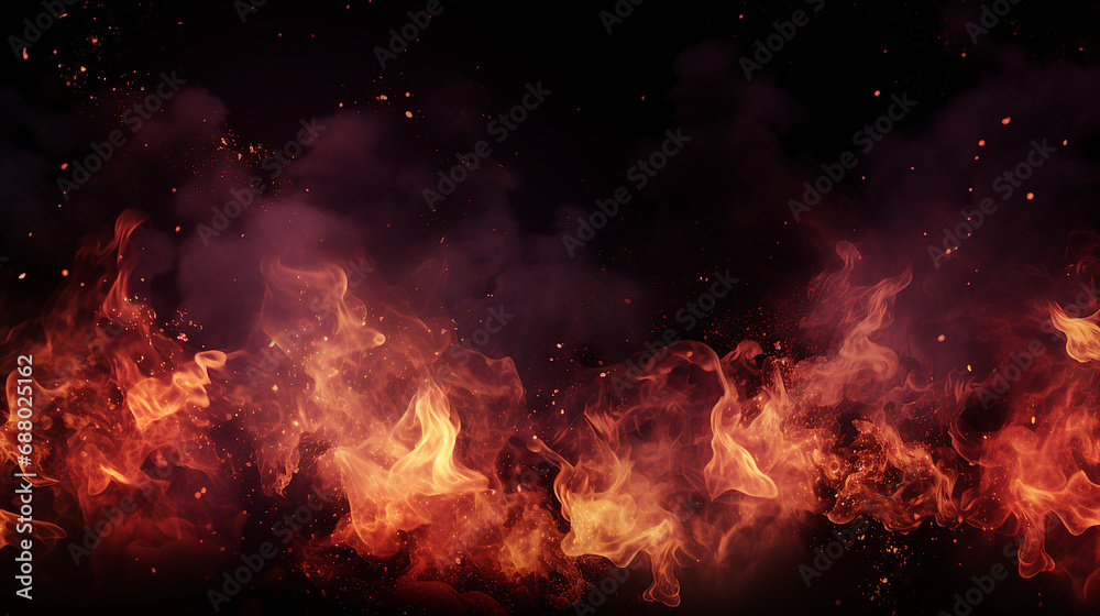 Vibrant Fire Sparks and Smoke Effect Background Overlay - Dynamic Motion and Glowing Flames, Perfect for Explosive Energy Concepts and Creative Designs.