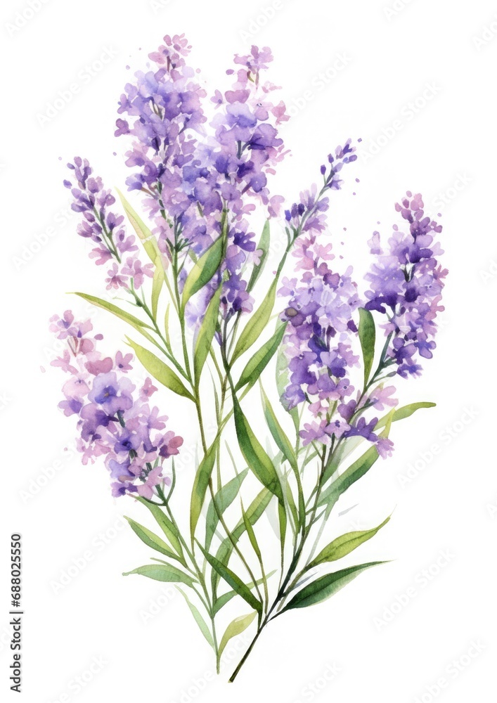 Fototapeta premium watercolor illustration limonium bouquet, isolated on white background