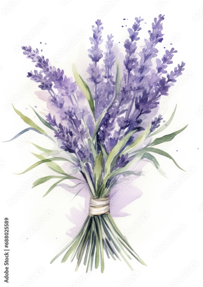 Fototapeta premium watercolor illustration lavender bouquet, isolated on white background