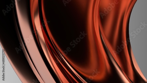 Copper Metal Plate Contemporary Bezier Curve Beauty Elegant Modern 3D Rendering Abstract Background