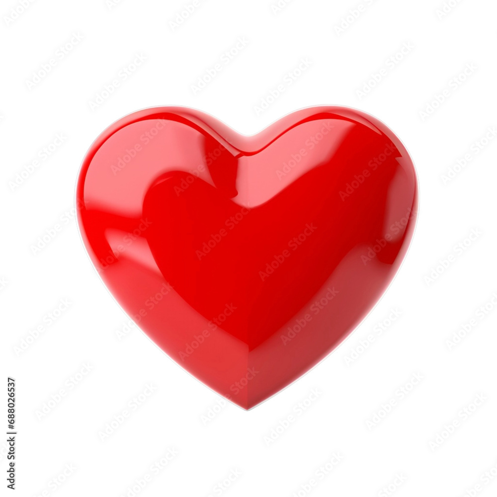 3d red heart  with isolated on white and transparent background, png