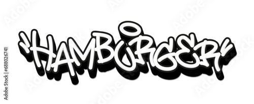 Hamburger tag graffiti style label lettering. Vector Illustration