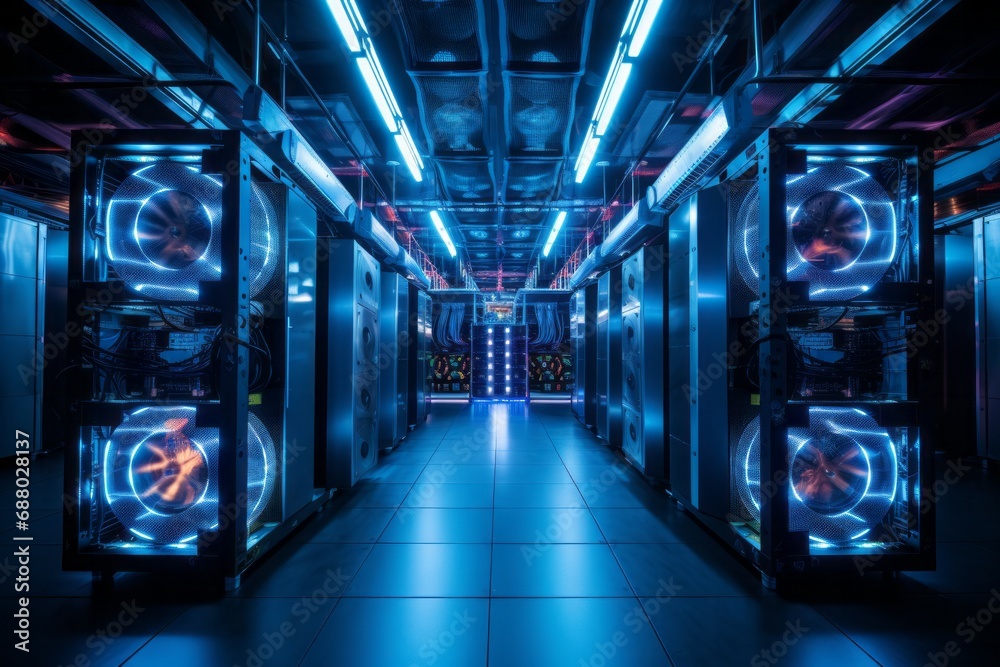 Fototapeta premium Bitcoin cryptocurrency mining farm