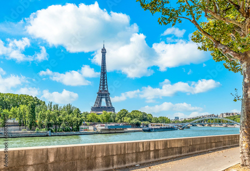 World famous Eiffel tower and Seine river in Paris