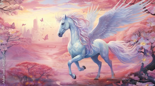 White unicorn with wings