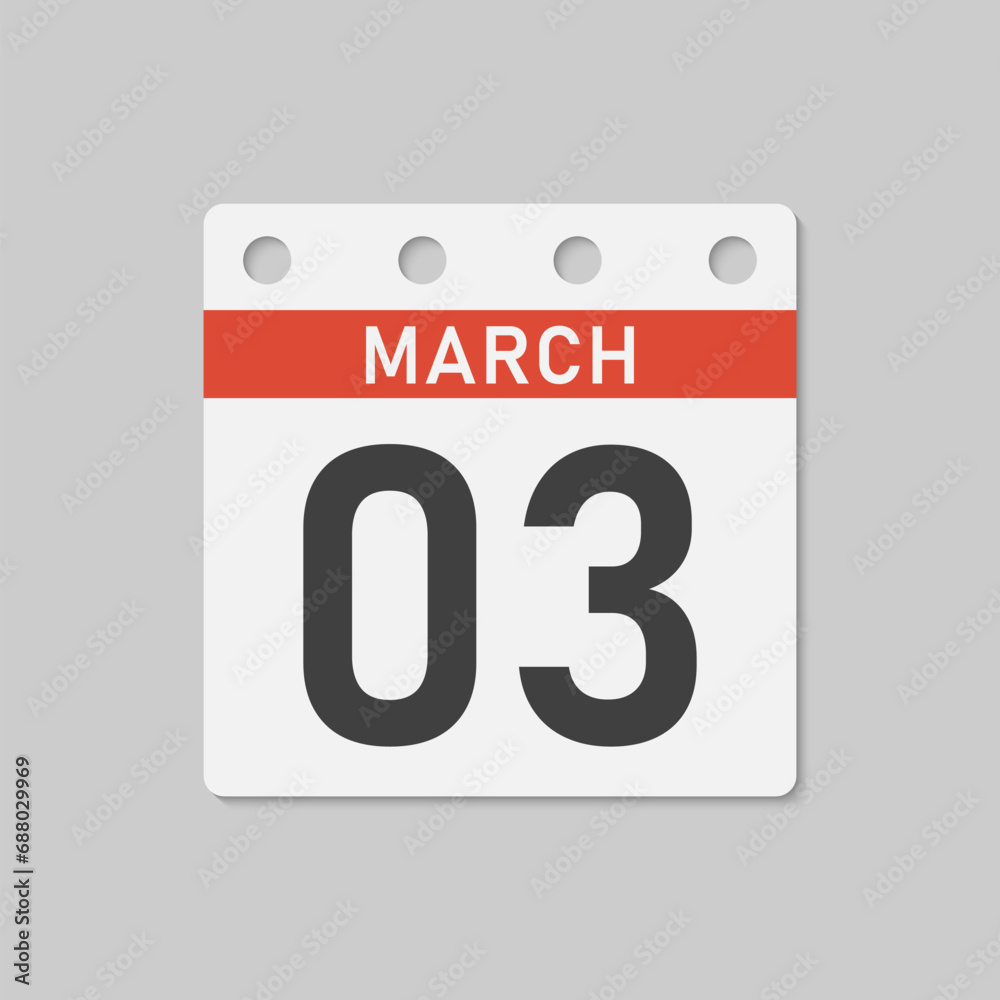 Icon page calendar day - 3 March Icon page calendar day - 3 March