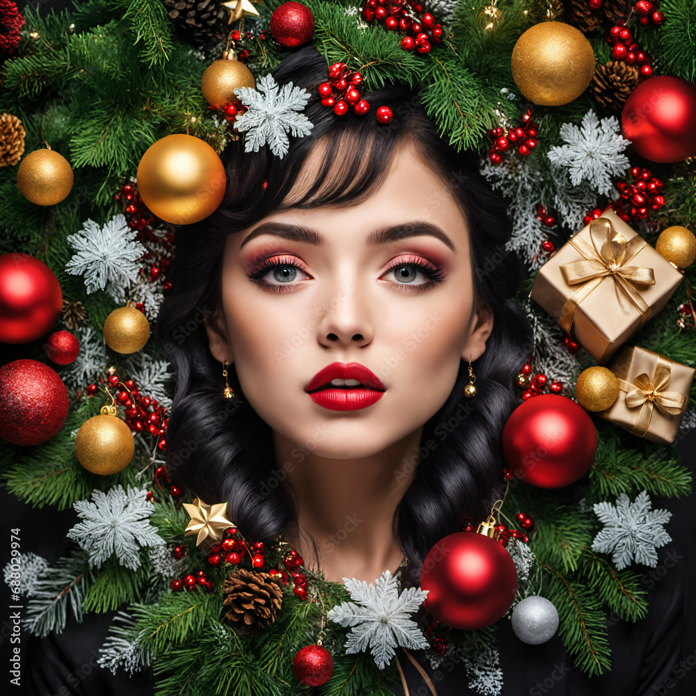 woman with christmas woman with christmas