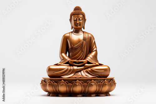 Statua del Buddha in metallo isolata su sfondo neutro