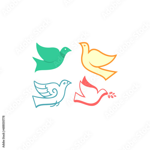 Simple Abstract Pigeon Bird Doodle