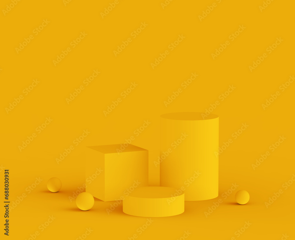 3d yellow podium minimal studio background. Abstract 3d geometric shape object illustration render.Display for summer holiday product. 3d yellow podium minimal studio background. Abstract 3d geometric shape object illustration render.Display for summer holiday product.