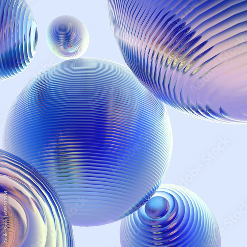 Abstract 3d object  metal balls pastel gradient color background. photo