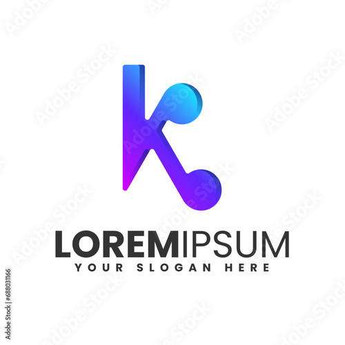 Letter K Gradient Logo Design