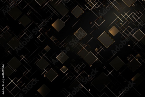 A black and gold abstract background with squares