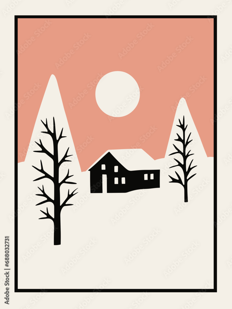 Naklejka premium Christmas Poster Design - Minimalist Boho
