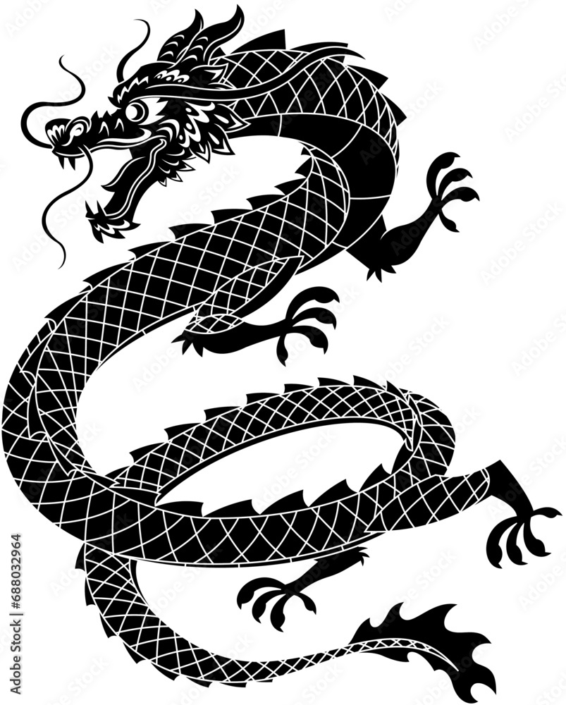 Happy Chinese New Year 2024 Year Of The Dragon Zodiac. Vector Hand