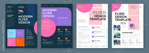 Flyer Template Layout Design Set. Corporate business annual report, catalog, magazine, flyer mockup. Creative modern background concept in abstract flat style shape photo