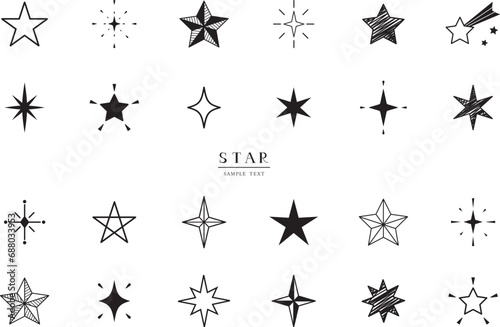星のアイコン 白黒イラスト素材 / vector eps 
