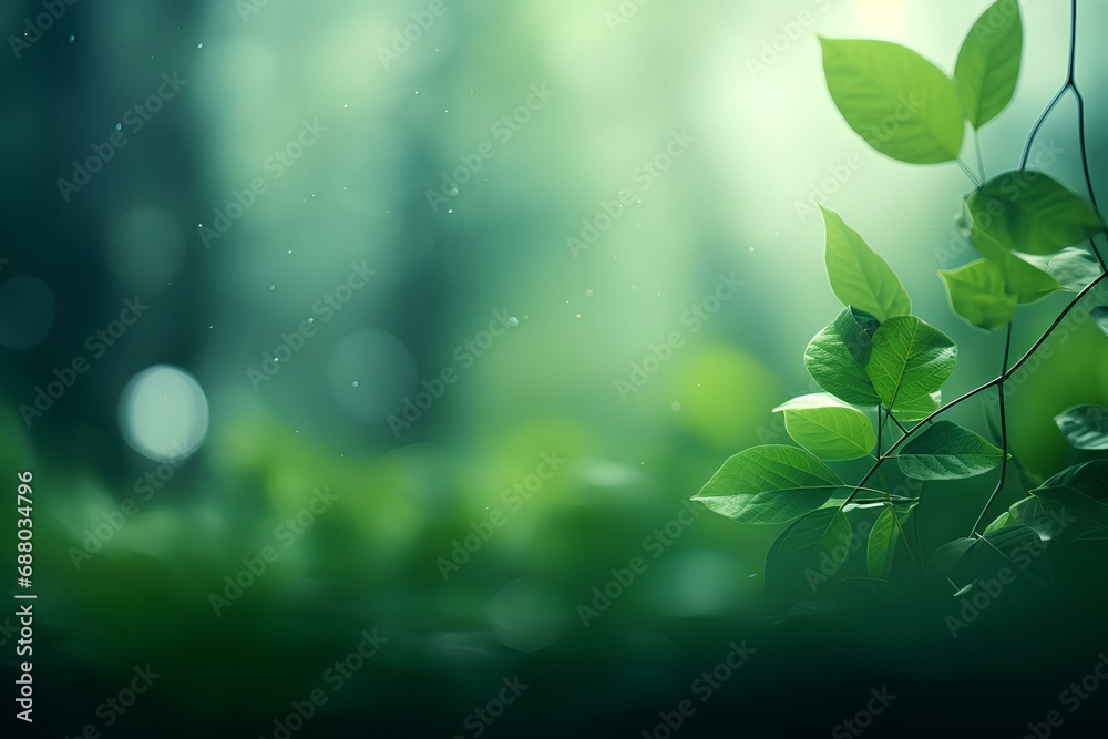 Green leaves and grass in the sun, green background, the sun's rays illuminate the young sprouted grass on a blurred background of the emerald forest. Green leaves and grass in the sun, green background, the sun's rays illuminate the young sprouted grass on a blurred background of the emerald forest.