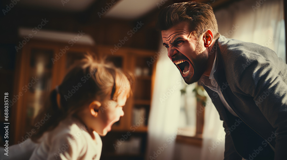 Dad has a fight with his child daughter. Domestic violence ...