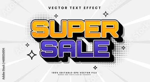 Super sale 3d editable vector text style effect. Vector text effect with luxury concept.