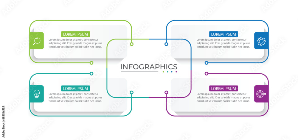 Vector Infographic label design template with icons and 4 options or steps. - obrazy, fototapety, plakaty 