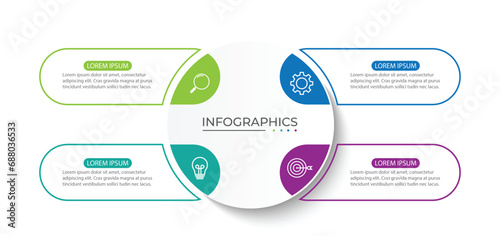 Vector Infographic label design template with icons and 4 options or steps. photo