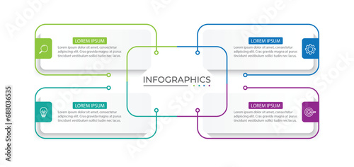 Vector Infographic label design template with icons and 4 options or steps.