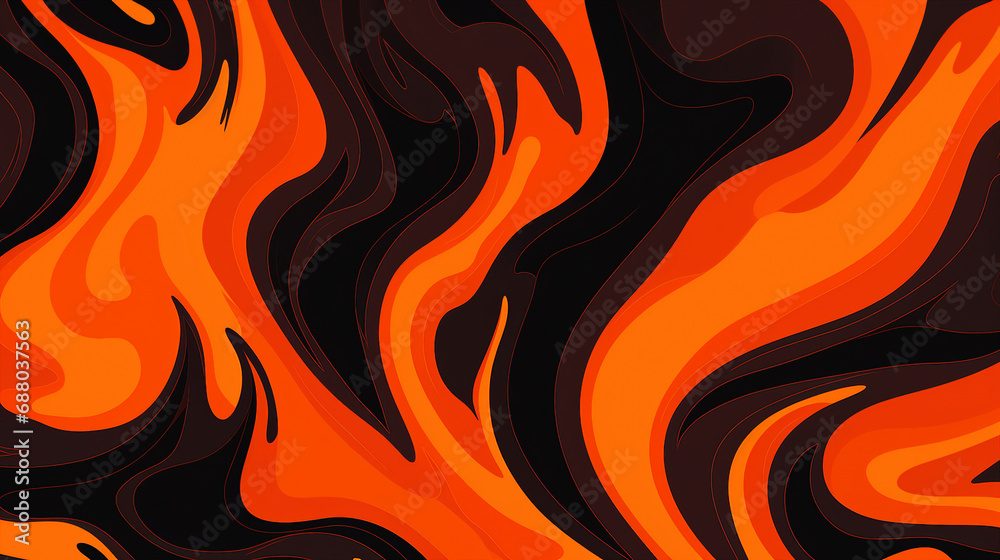 Vibrant Orange Flame Seamless Pattern: Groovy Abstract Fire Design - Dynamic Heatwave Illustration for Bold and Stylish Modern Wallpaper and Artistic Backgrounds. Vibrant Orange Flame Seamless Pattern: Groovy Abstract Fire Design - Dynamic Heatwave Illustration for Bold and Stylish Modern Wallpaper and Artistic Backgrounds.