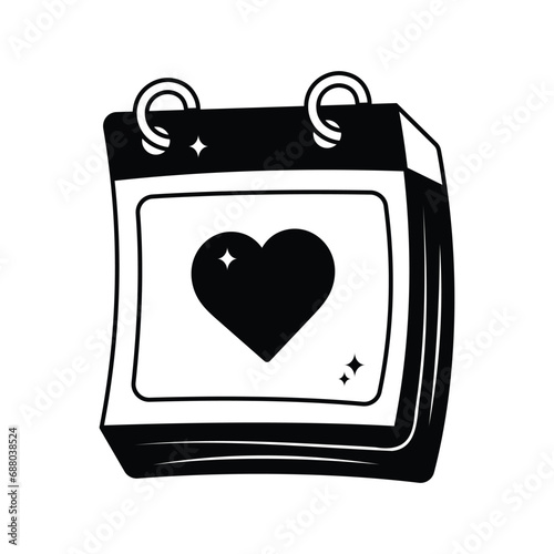 Valentine month doodle vector outline Sticker. EPS 10 file