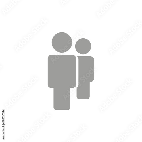 Vector flat illustration. Avatar, user profile, gender neutral silhouette. Gray icon of two people standing in line. Suitable for social media profiles, screensavers and as a template.