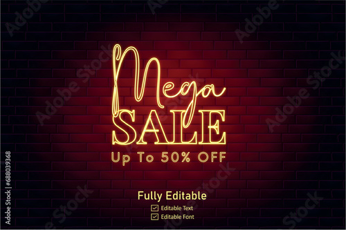  vector neon mega sale sign lettering text