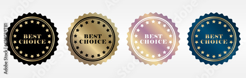 Multi-colored round badges and labels with medals. Set of different grant luxury medals for premium quality assurance certificates, sale badges and premium products