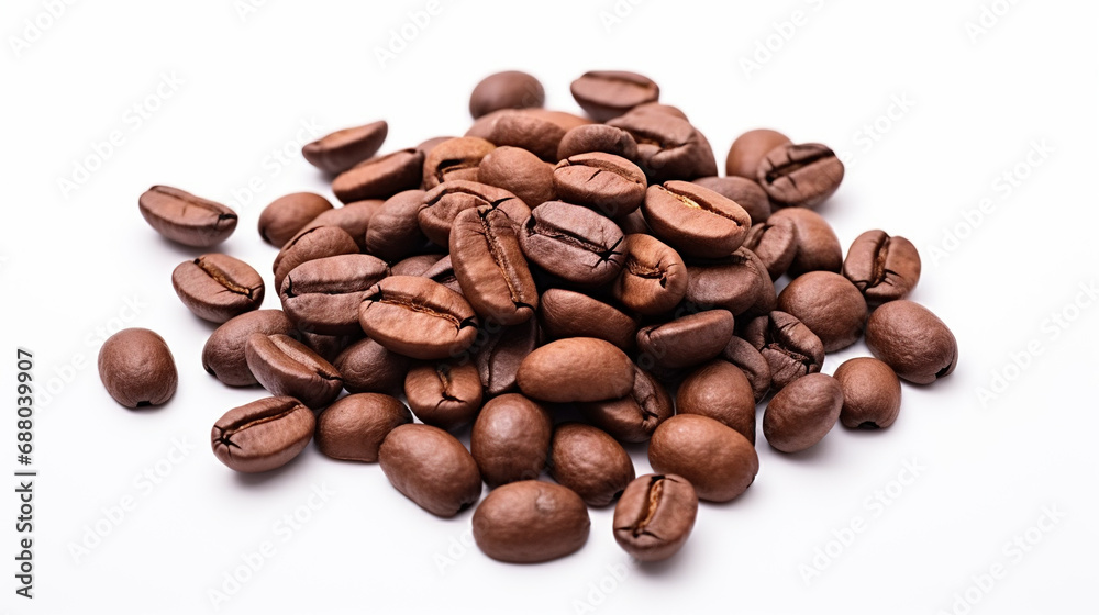 Naklejka premium Coffee beans on white background,created with Generative AI tecnology.