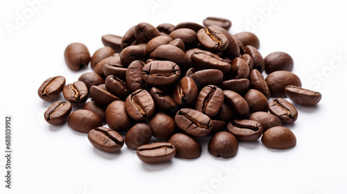 Coffee beans on white background,created with Generative AI tecnology.