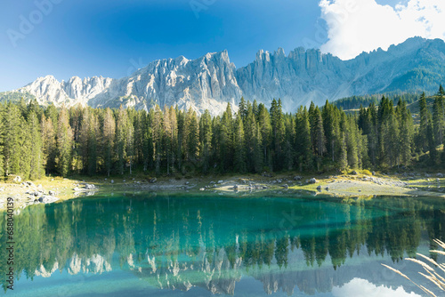 Karersee, Carezza lake, is a lake in the Dolomites