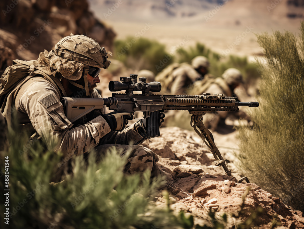 Fototapeta premium Sniper Training in Diverse Terrains