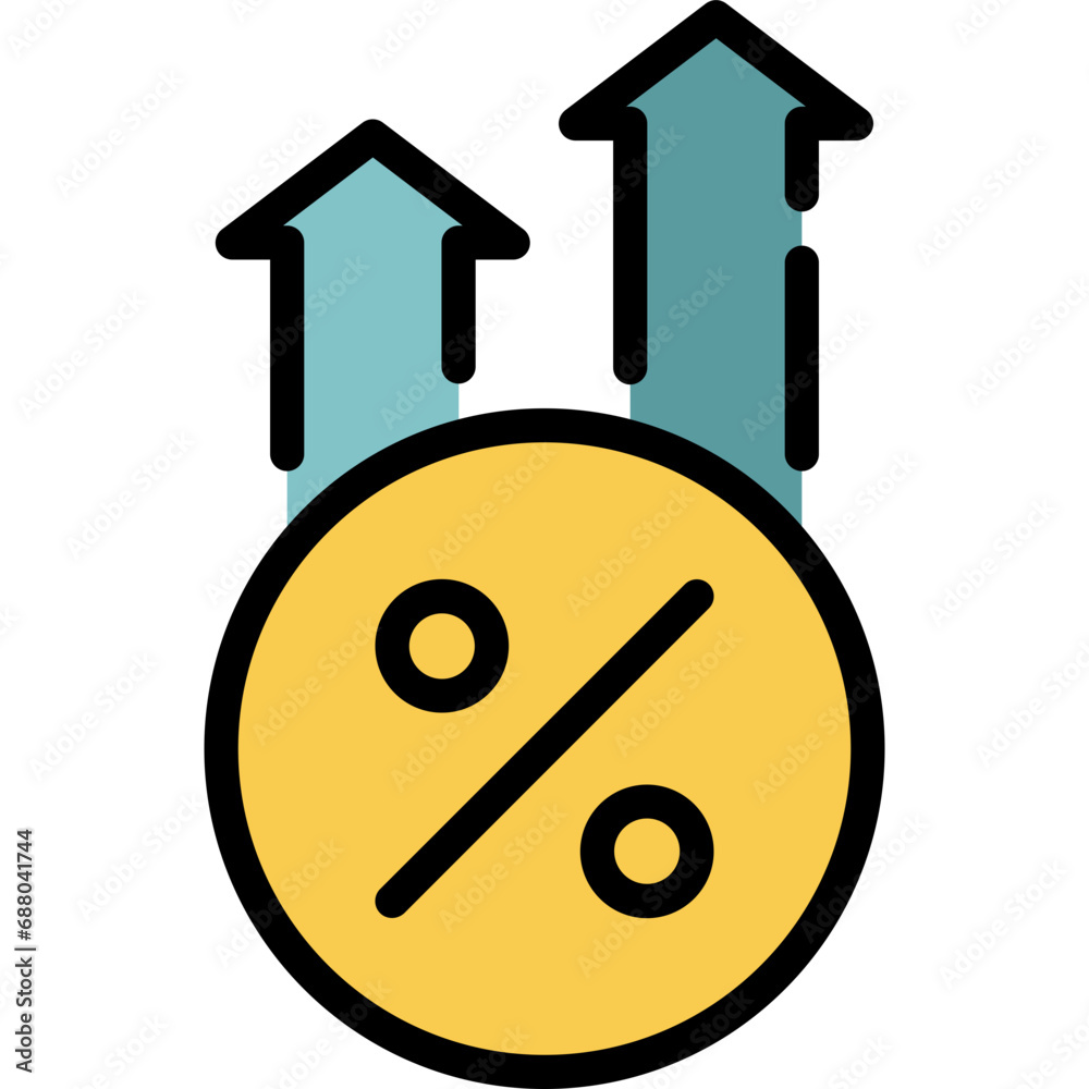 Increase rate icon. Filled outline design. For presentation, graphic design, mobile application. Increase rate icon. Filled outline design. For presentation, graphic design, mobile application.