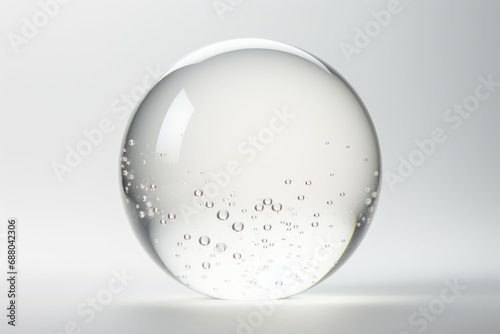 White glass ball. White sphere on a white background, 