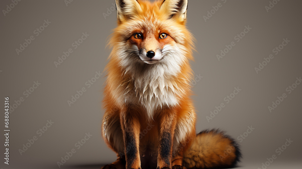 3d rendered photo of fox on a white background made with generative AI