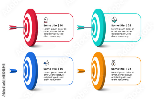 Infographic template. 4 targets with icons and text