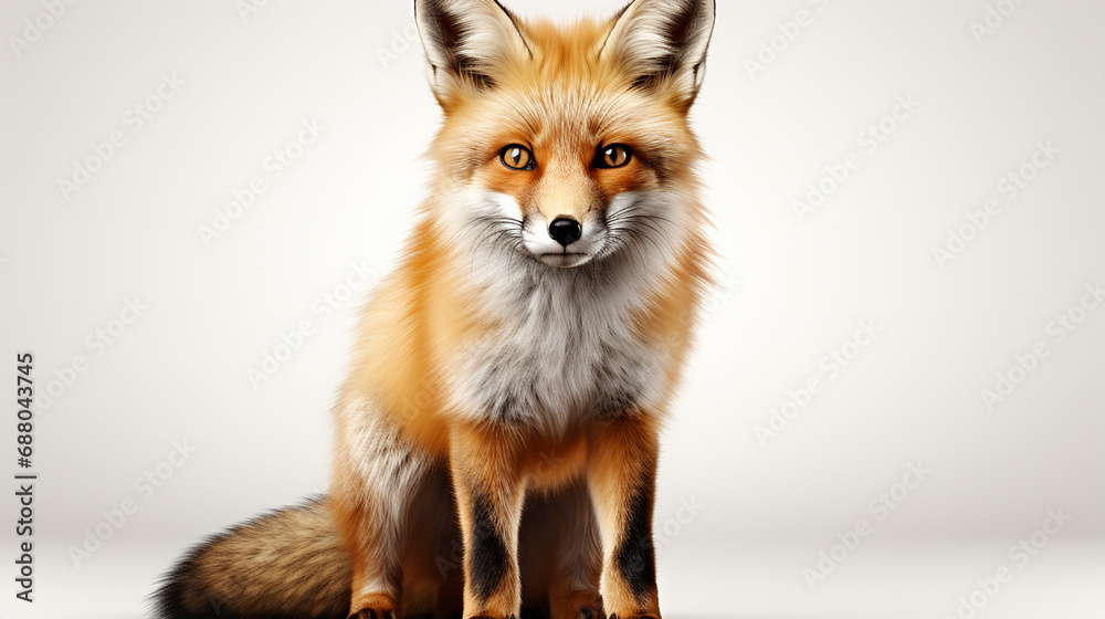 3d rendered photo of fox on a white background made with generative AI 3d rendered photo of fox on a white background made with generative AI