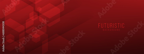 Modern futuristic maroon geometric banner background with layers of hexagons. vector illustration