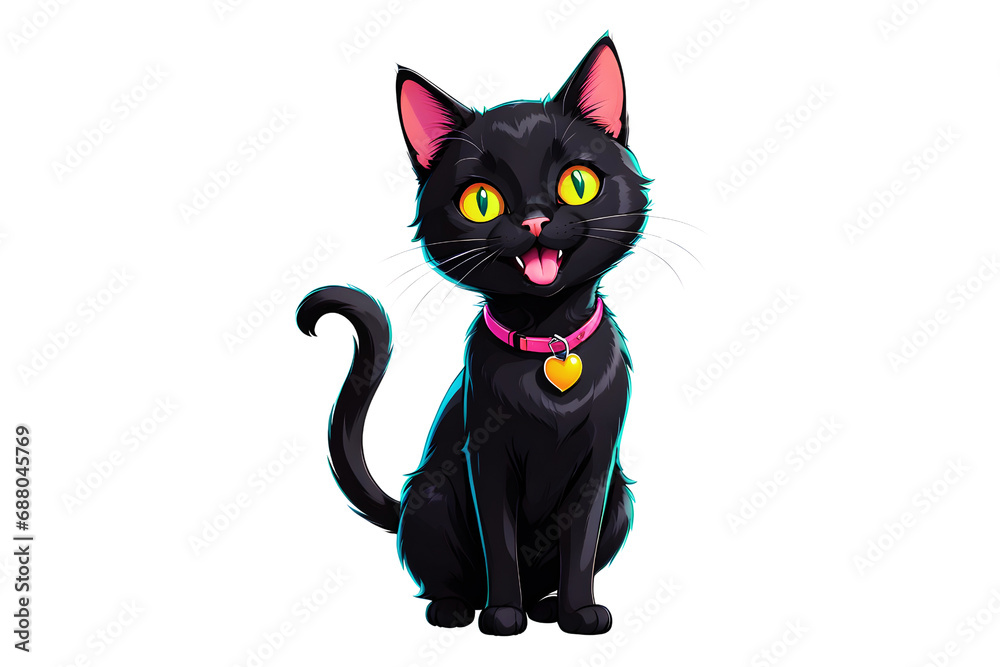 Fototapeta premium A Cartoonish Black Cat in a Playful Pose (PNG 10800x7200)