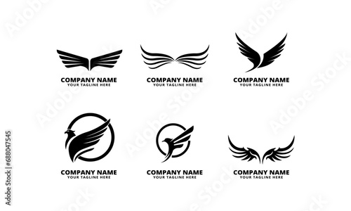 eagle wing set logo vector icon