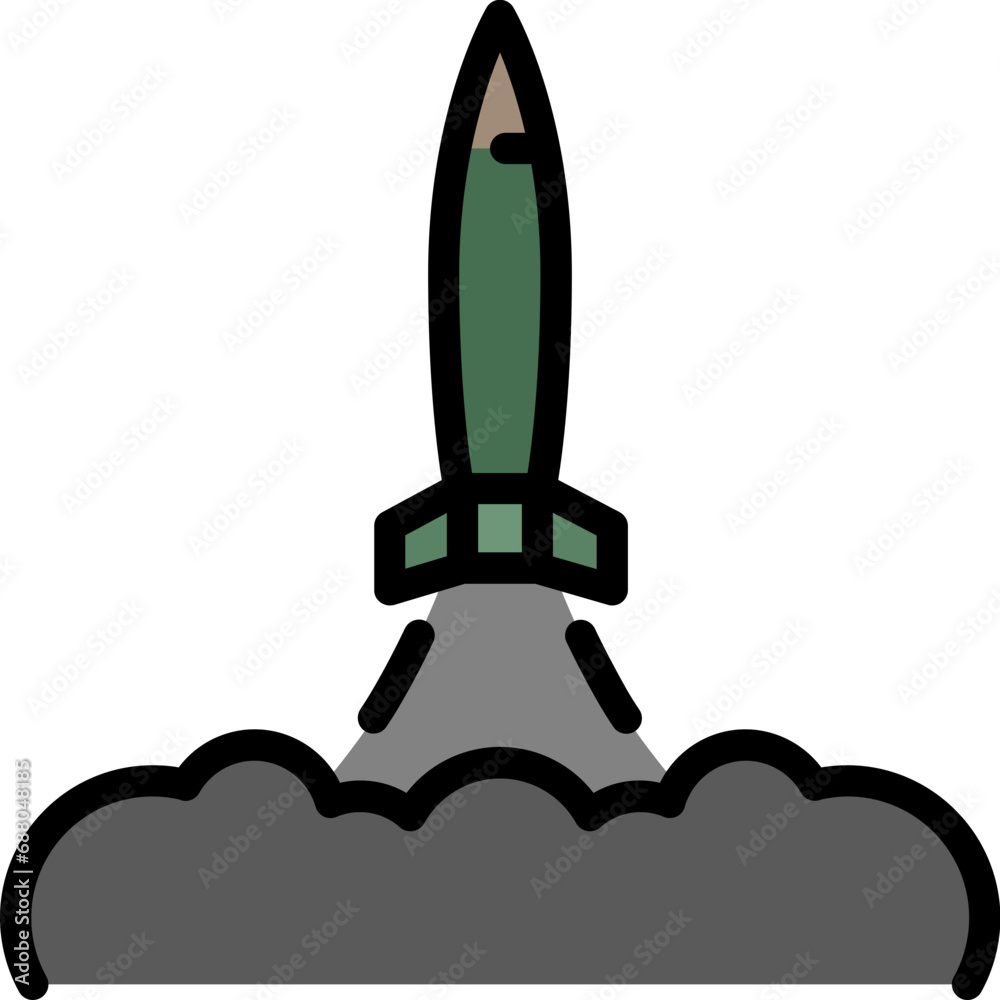 Missile launcher icon. Filled outline design. For presentation, graphic design, mobile application.