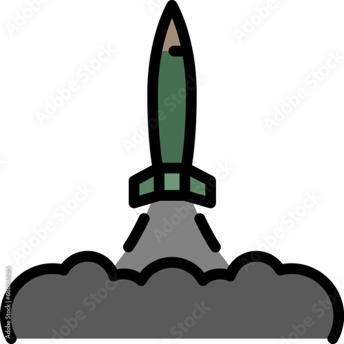Missile launcher icon. Filled outline design. For presentation, graphic design, mobile application.
